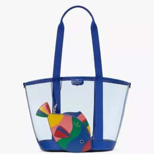 KATE SPADE What A Catch Top Handle Clear Novelty Tote with Fish Pouch Rare